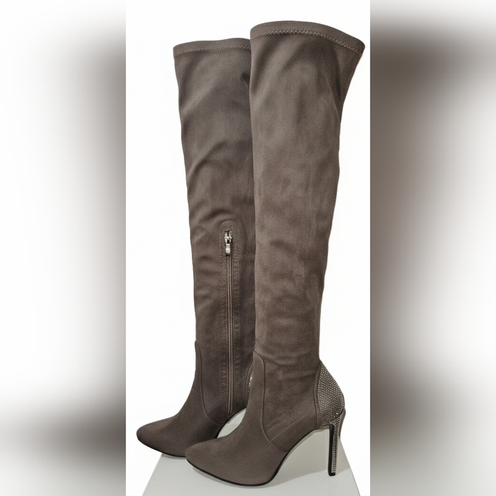 Olivia Miller Brown Knee-High Women's Boots With Sparkle